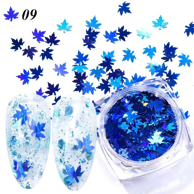 Gradient Maple Leaf Nail Sequins – Autumn Nail Art Decoration